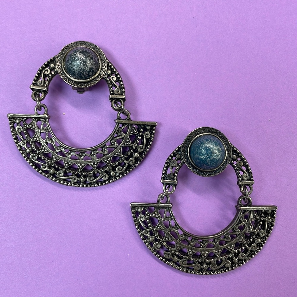Vintage ornate door knocker clip on earrings